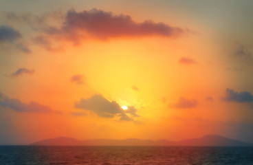 Obraz na płótnie Canvas Photo of a bright sea sunset