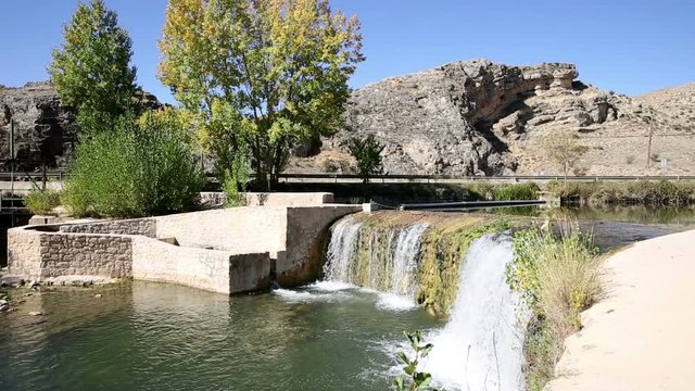 a small dam in Ucero river, El Burgo de Osma, province of Soria, Spain