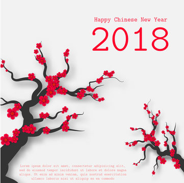 Chinese New Year card with plum blossom