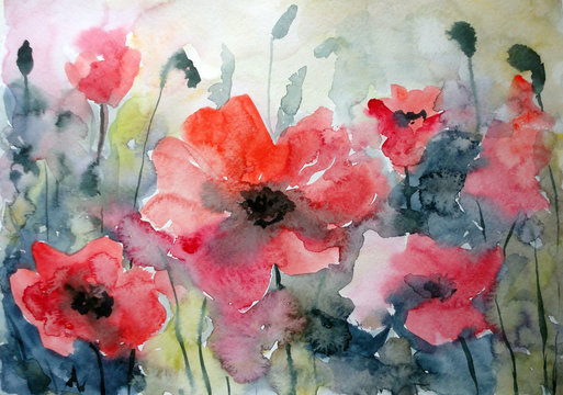 Abstract flower background a watercolor hand drawn