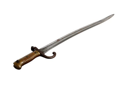 1867 French Yataghan Sword Bayonet on White Background