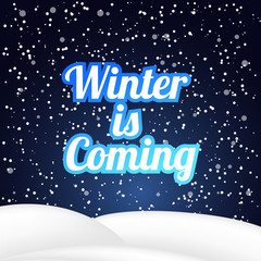 Fototapeta premium Christmas card with snow and stars on der dark background. Eps 10 vector file. Winter is coming. Blue flare gradient. New Year or Christmas card. Snoflakes are falling