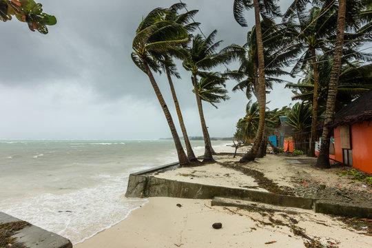 A tropical beach awaiting the arrival of a major hurricane