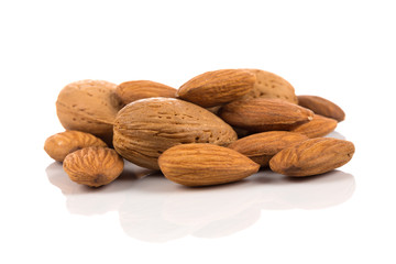 Almonds on a white background