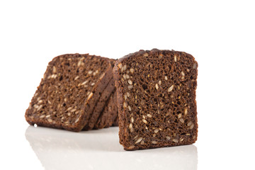 Black bread slice isolated