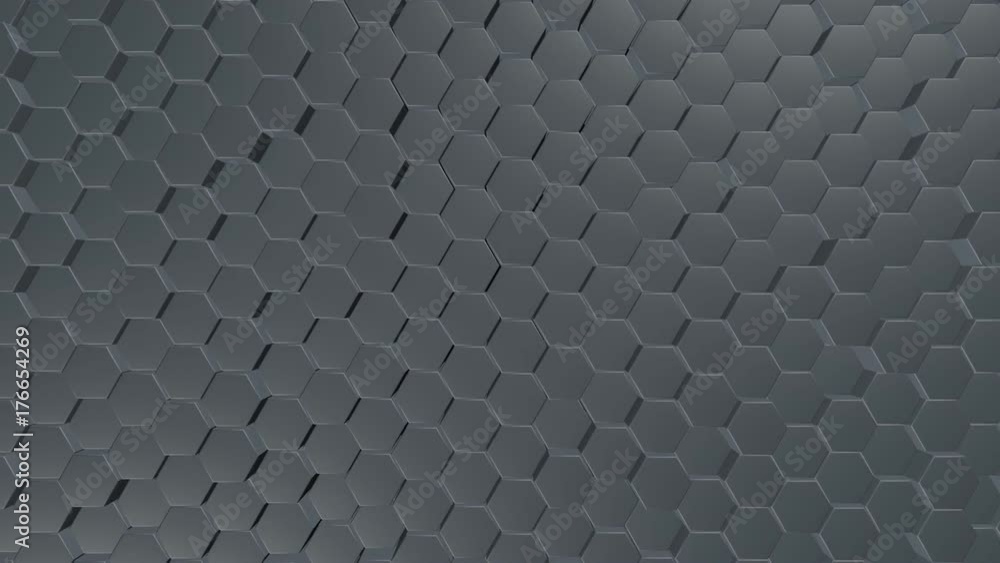 Poster the ideal grid of hexagons is randomly disassembled and collected back. seamless loop.