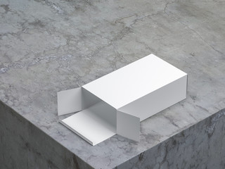 Open white cardboard box Mockup on concrete, 3d rendering