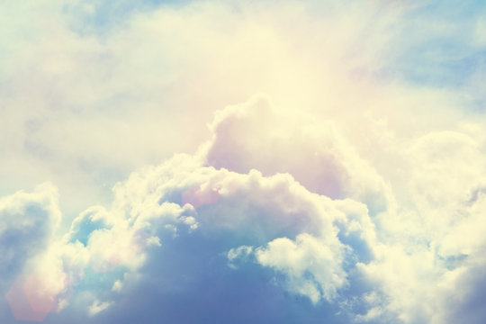 Blue sky, clouds and sun light background