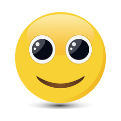 Smiling emoticon with happy eyes. Happy emoji vector illustration.