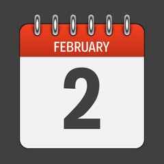 February 2 Calendar Daily Icon. Vector Illustration Emblem. Elem