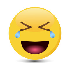 Smiling emoticon with happy eyes. LOL emoji vector illustration.