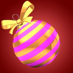 3d pink Christmass ball