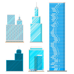 Fototapeta premium Skyscrapers buildings isolated tower office city architecture house business apartment vector illustration