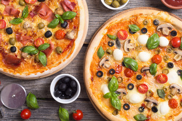 Italian pizza with mozzarella