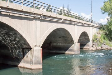 Concrete bridge over Animas river in Durango, Colorado