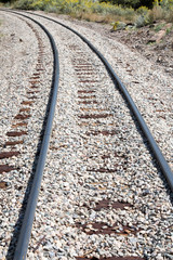 Curving rails of the Durango - Silverton Narrow Gauge railroad