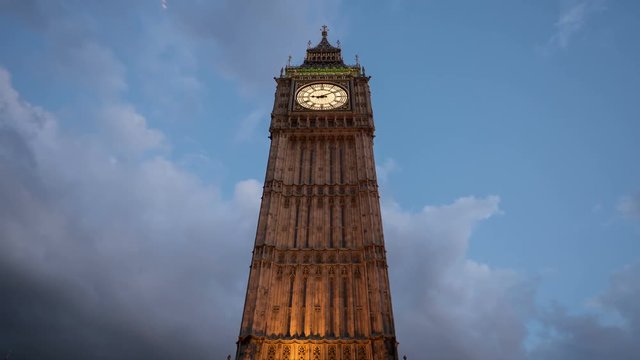 Evening timelapse of Big Ben, London