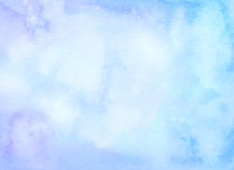 Watercolor hand drawn abstract blue background.