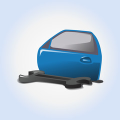 Fototapeta na wymiar Car window repair vector icon or illustration