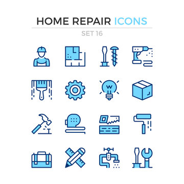 Home repair icons. Vector line icons set. Premium quality. Simple thin line design. Modern outline symbols, pictograms