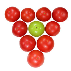 Obraz premium Many mature red tomatoes. Isolation, white background with clipping path