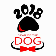 New year of the dog 2018 logo for design of flyer, brochure, invitation, banners, calendar, greeting card