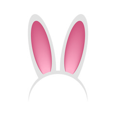 Head hoop with rabbit or hare ears. Headband - bunny mask for celebration, party, festival, Easter. Vector illustration.