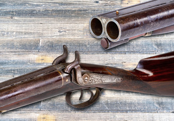 Antique Western Cowboy Shotgun. - obrazy, fototapety, plakaty