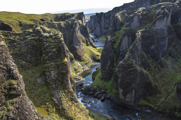 Unbelievable summer view of Fjadrargljufur canyon and river