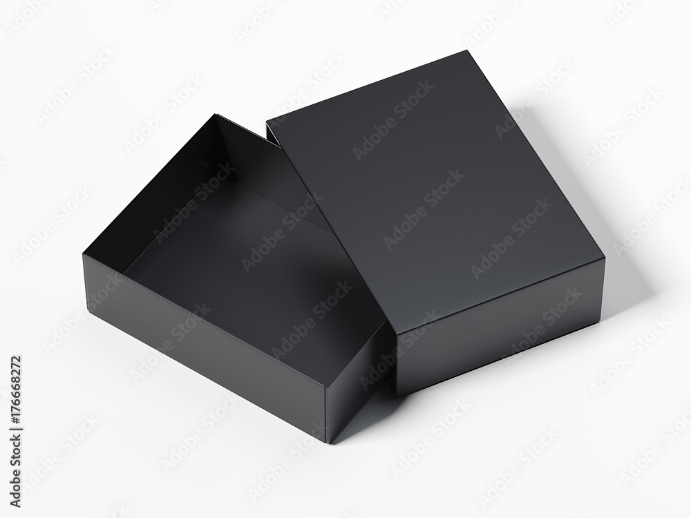 Poster black opened box. 3d rendering