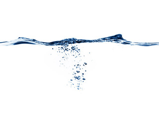 Pure fresh blue water wave with bubbles background