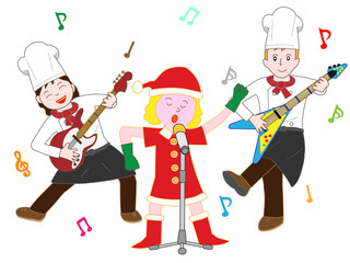 レストランのコックのクリスマスコンサート
