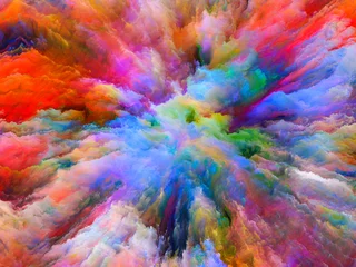 Foto auf Acrylglas Gemixte farben Beschleunigung der surrealen Farbe