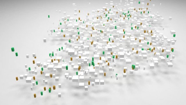 Isolated map of Ireland - Europe | 3D Fall down of little bricks - Flag colors