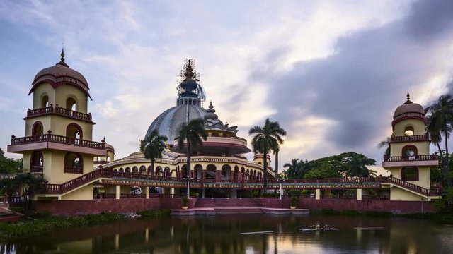 Hare Krishna samadhi mandir, Mayapur, Bengal, sunset 4k time-lapse