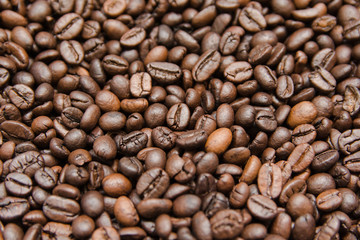 close up roasted coffee beans, can be used as a background