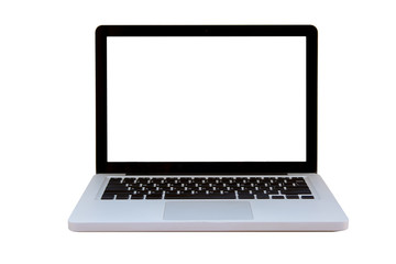 Laptop with blank screen isolated on white. with clipping path
