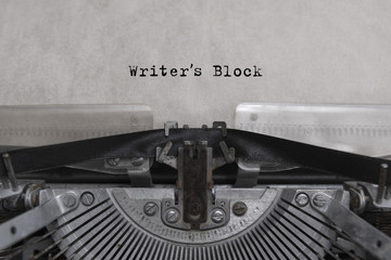 Writers Block typed words on a Vintage Typewriter