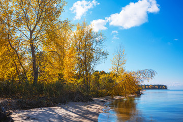 Autumn landscape. Ob reservoir, Novosibirsk region, Berdsk, Siberia, Russia