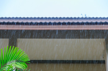 A rain fall down on the roof.