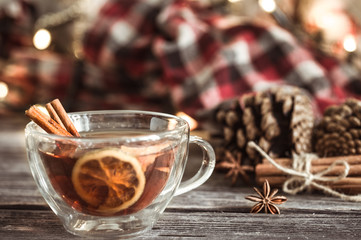 Christmas Cup with cinnamon and lemon