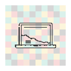 Vector pixel icon laptop on a square background