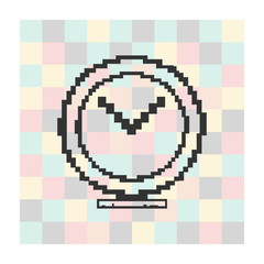 Vector pixel icon clock on a square background