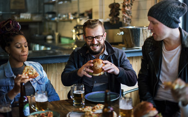 Diverse People Hang Out Pub Friendship