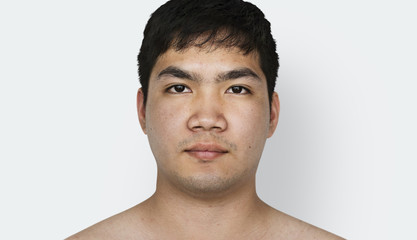 Obraz premium Man photoshooting in studio close up photograph