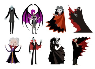 Fototapeta na wymiar dracula vampire evil villain monster set collection 