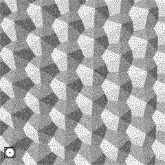 Geometric triangles background. Mosaic. Black and white grainy design. Pointillism pattern. Stippling effect. Vector illustration.