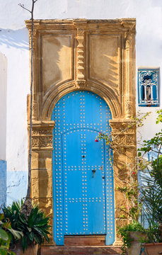 Traditional old door in Kasbah of the Udayas. Rabat. Morocco