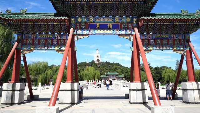 Beihai park scenery in summer,Beijing,China.