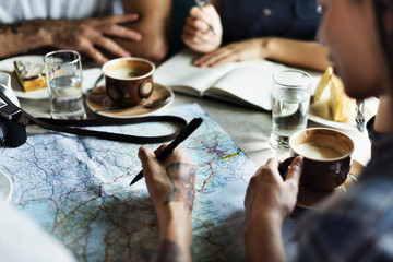 Friends having coffee at a cafe